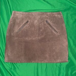 Blank NYC Brown Tan Mini Pencil 100% Leather Suede Feel Skirt size 28